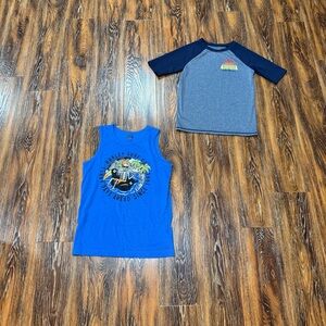 Eddie Bauer Blue & Gray Short Sleeve Raglan Shirt Hurley Tank Top Size 12 Boys